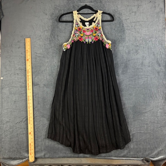 Anthropologie Akemi + Kin black Embroidered A-line tank Dress sz XS - Picture 2 of 12